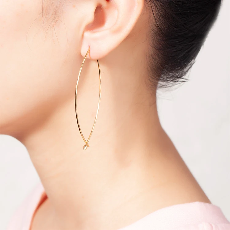 

"Fashion Earrings Statement Gold Plated Copper Thin Hoop Earrings Designer 64Mm Rhombus Shape Hoop Earrings For Women 2021"