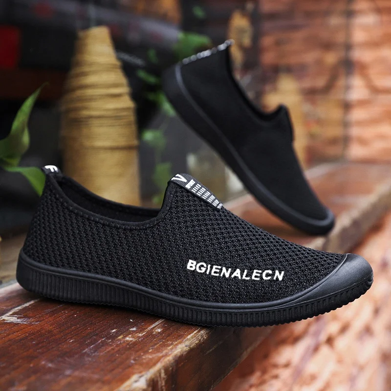 

2021 new design flywoven mesh breathable casual man shoes vietnam shoes, Black/blue