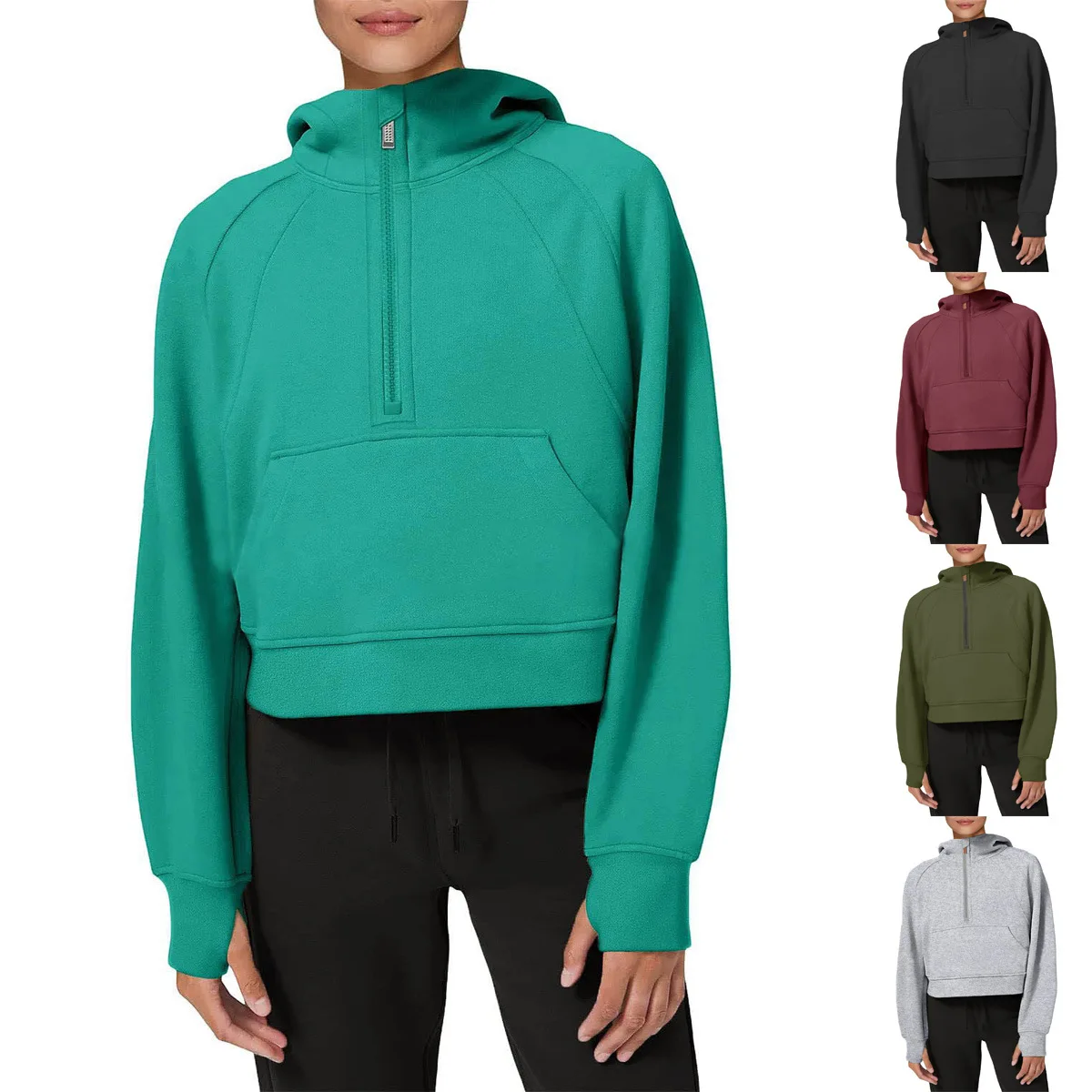 2025 Customized Cotton Fleece Half Zip Pullover 1/4 Zip Sweatshirt Blank Oversize Long Sleeve Sweatshirt Women Hoodie