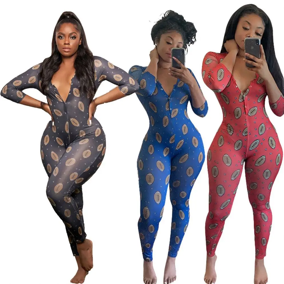 

Hot Selling Fall Pajamas One sie Women's Sleepwear Casual Print Romper Button Women Adult One sie Pajamas, Colors,cute printed pajama rompers for women
