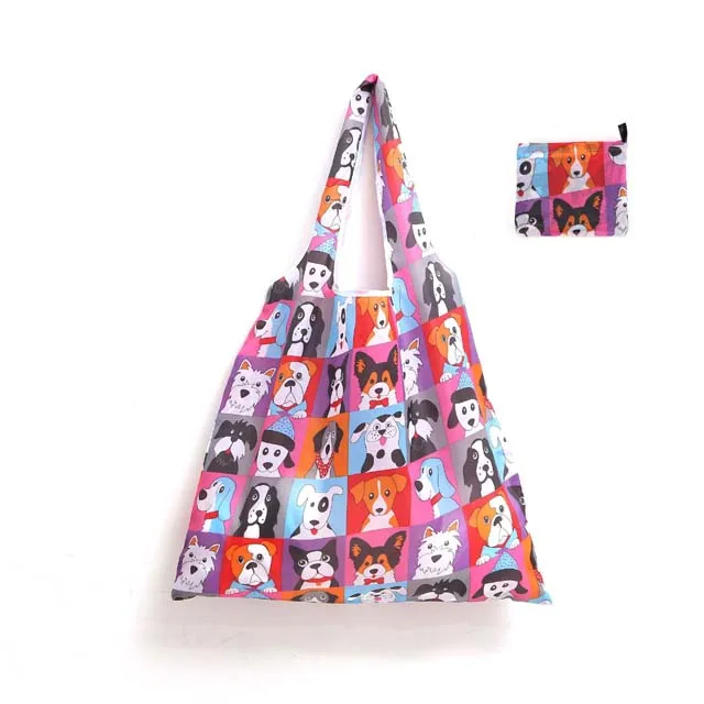 

Amazon Top Seller Wholesale 190D Washable Polyester Grocery Bags Foldable Reusable Shopping Bags With Pouch