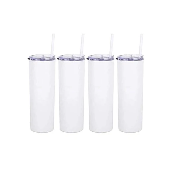 

USA warehouse 20 oz white vacuum insulated tumbler stainless steel sublimation blanks full straight tumbler with straw