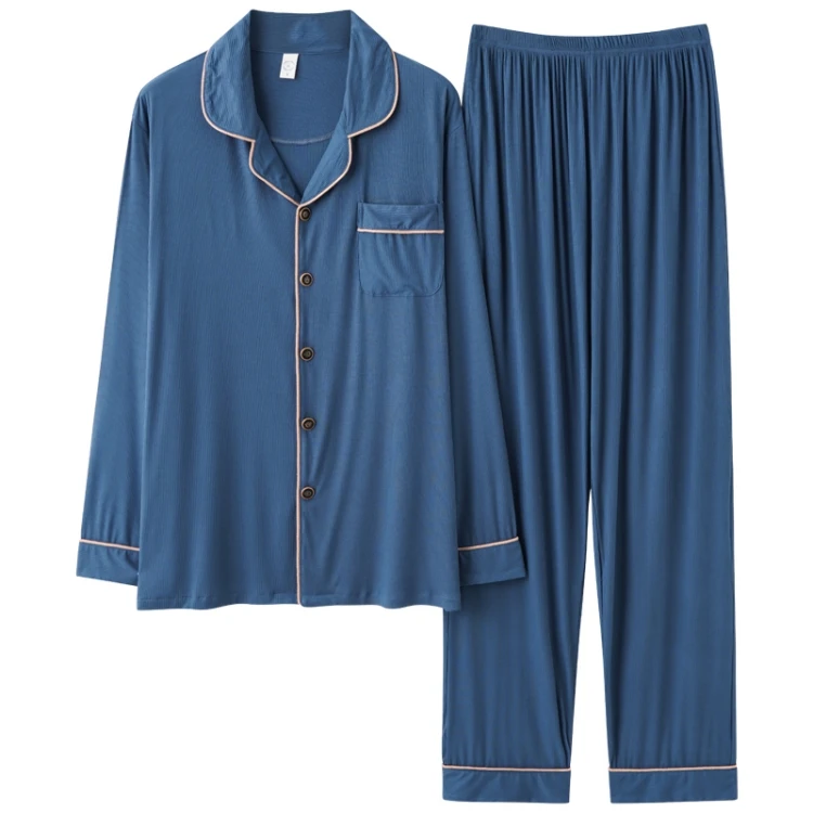 

New Couple Matching Pajamas Modal Long-sleeved solid Color Lovers Home Suit Sleepwear Cotton Pajamas Set men women pijamas