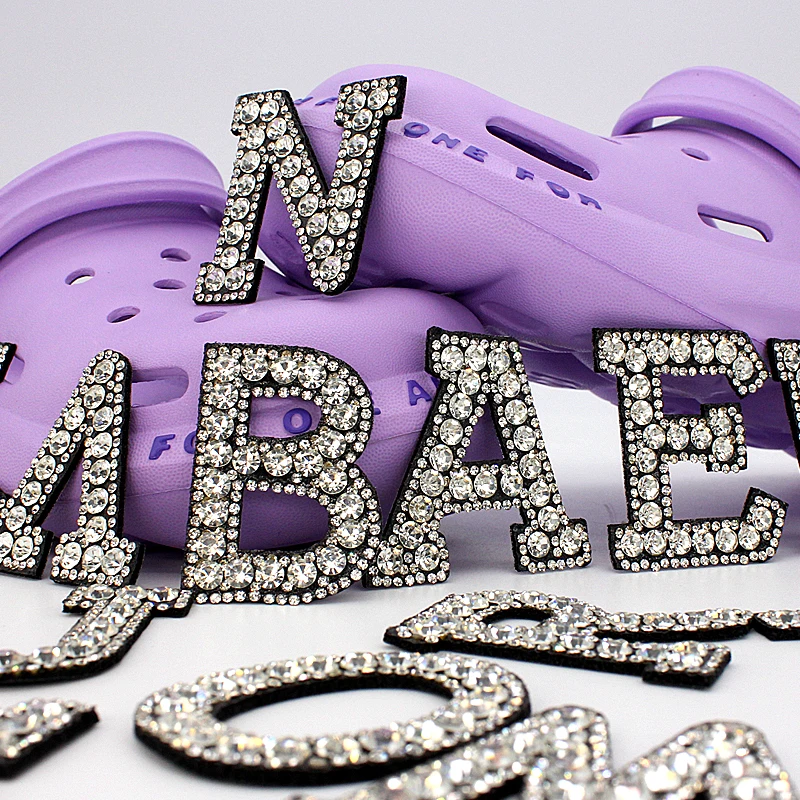 

Fast shipping 3d custom bling designer croc charms colored rhinestone luxury patches