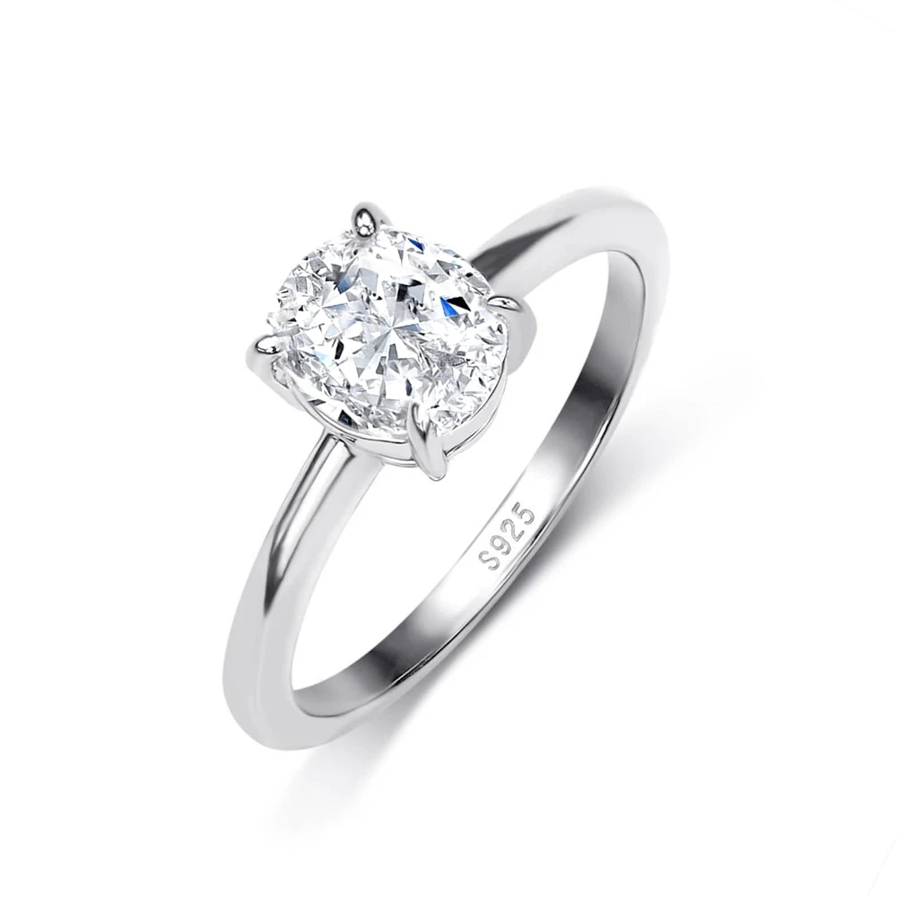 FOXI ready to ship pure 925 silver rings Engagement Bands ring Rhodium Plated no tarnish brilliant 8A Crushed Ice cut cz ring