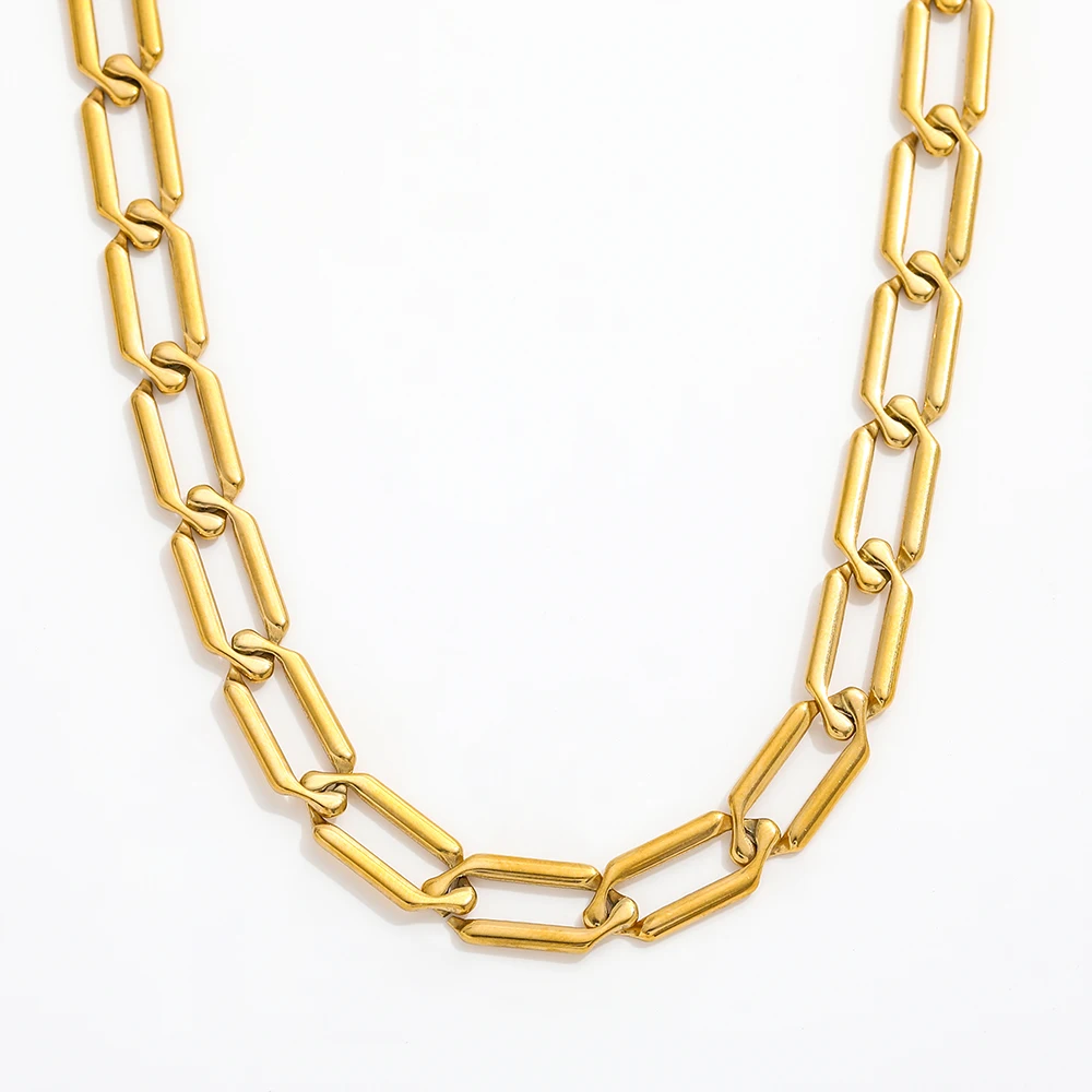 Joolim Jewelry Gold Plated Hip-hop Link Chain Necklace Stainless Steel Jewelry Wholesale