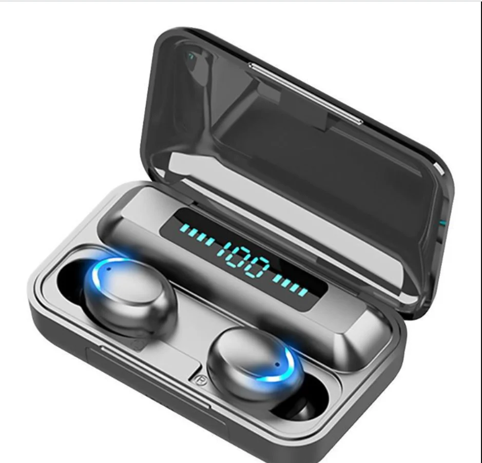 

Hot products ANC Noise Cancelling Sport BT 5.0 Wireless Earbuds With Power Bank Battery Display TWS F9