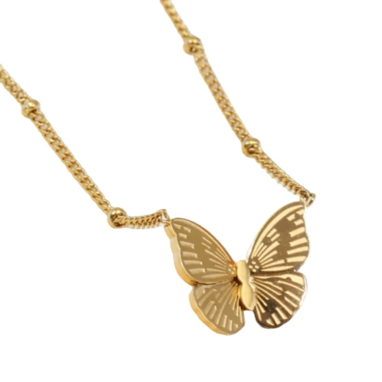 

New Arrival Designer Jewelry Stainless Steel Necklace Luxury Butterfly Necklace for Women Jewelry, As picture