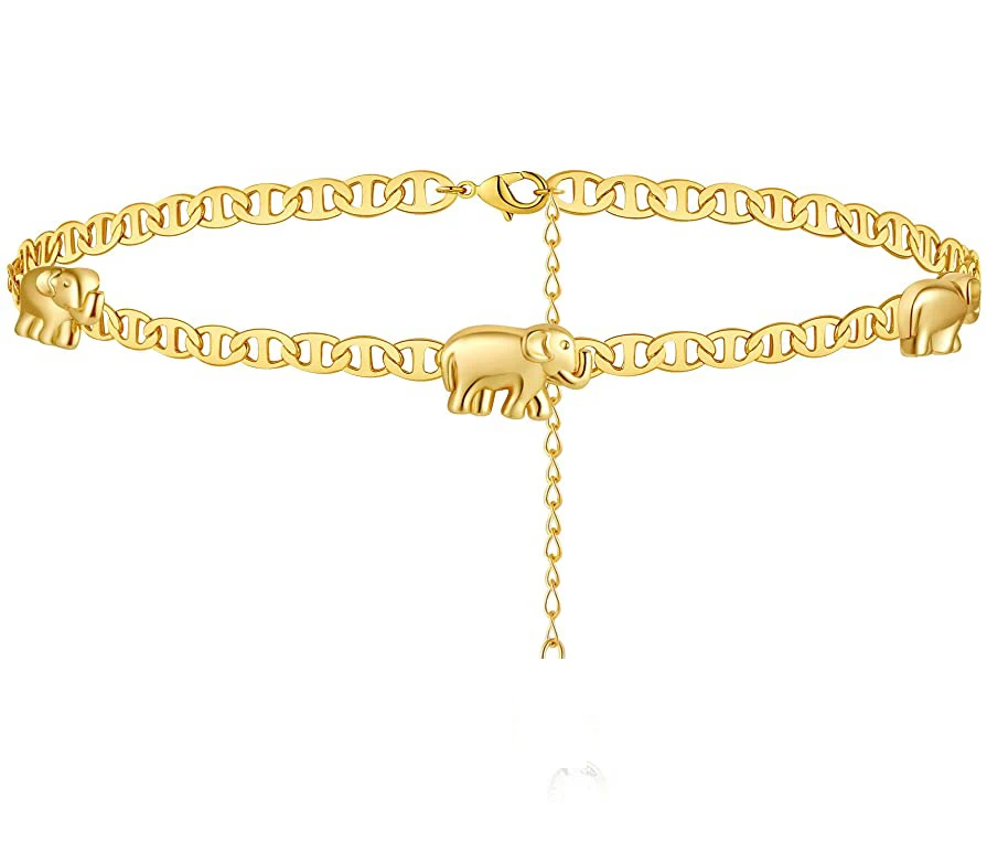 

Statement Low MOQ Gold Box Chain Elephant Anklets for Women, Photo