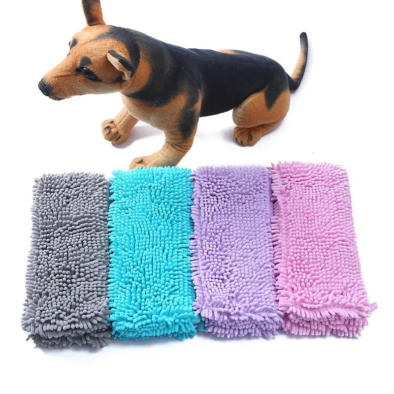 

Super Absorbent Reversible Chenille Pet Grooming Towel, Multi-colors All Seasons Microfiber Dog Bath Dry Towel Without Shed, Pink, purple, grey, blue
