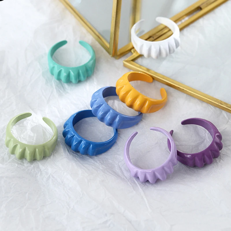 

Spray paint horn summer trendy chunky cute square twisted rope open y2k style colored rings, Colorful