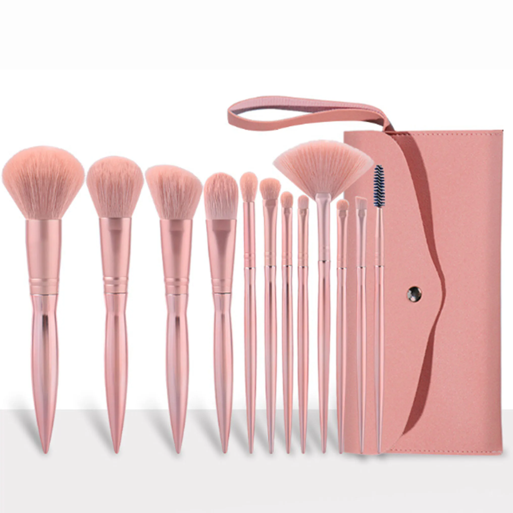 

New Coming 12pcs matt rose gold makeup brush set with OPP bag or PU bag ready stock now own private label makeup set