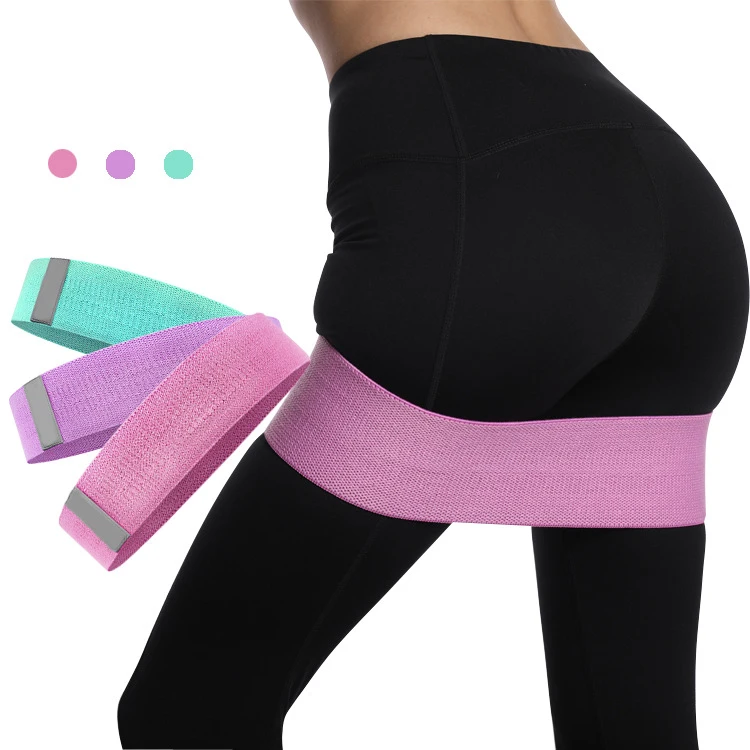 

Wholesale custom 3 level resistance fabric fitness exercise workout loop yoga resistance bands same size, Pink,green,purple