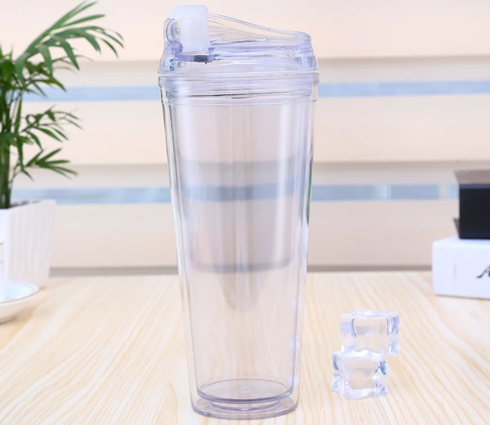

New  24oz AS plastic straw cup with flipping lid fashion plastic coffee cup cold drink goblet smoothie cup wholesale, Clear acrylic plastic tumbler