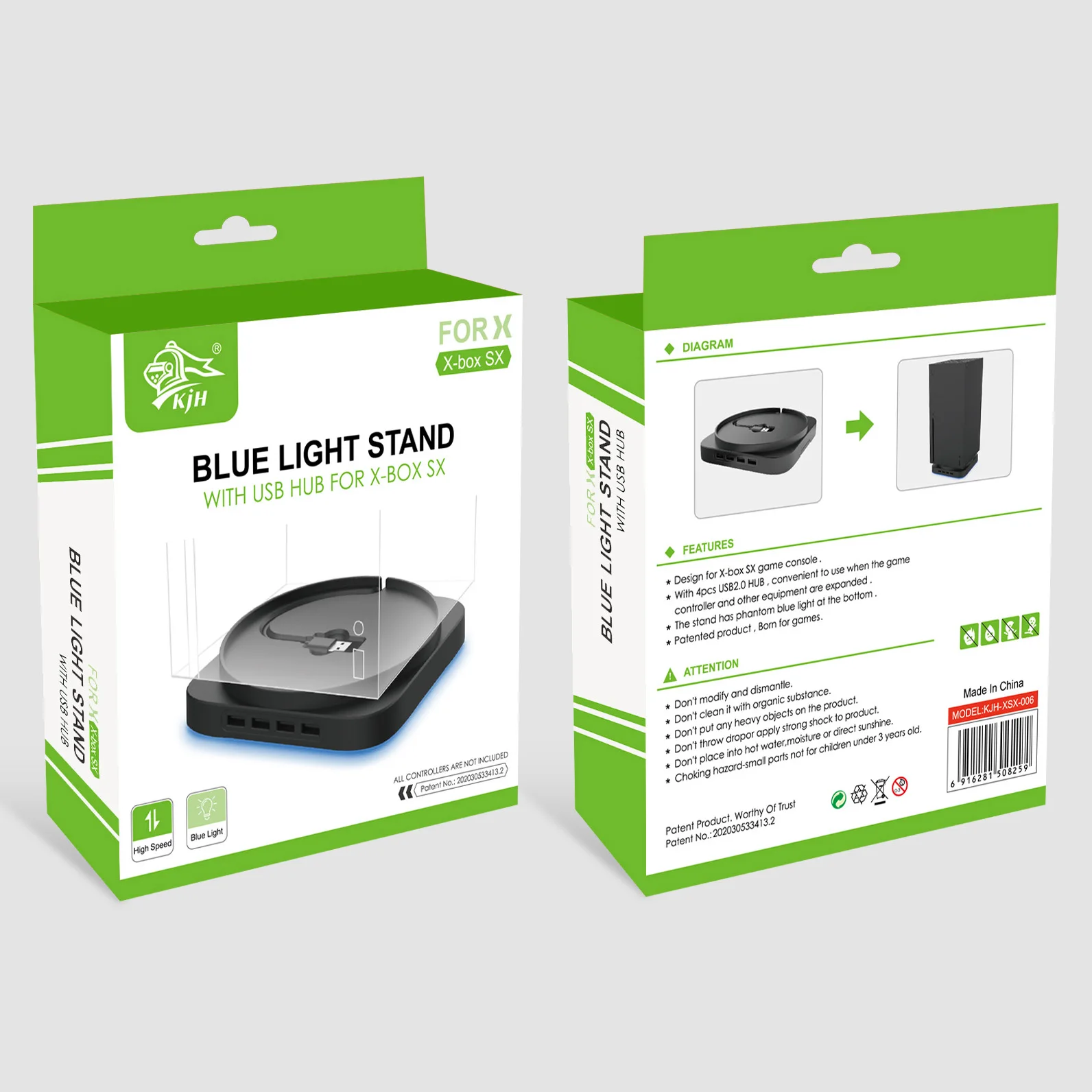 Mcbazel Soporte Vertical de Luz Azul Soporte para Consola de Juegos con HUB USB 2.0 de 4 Puertos para Xbox Series X 