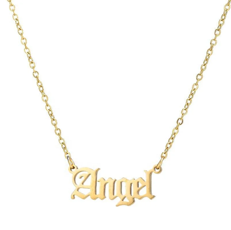 

Vintage font personalized gothic necklace baby girl pendants charms necklace