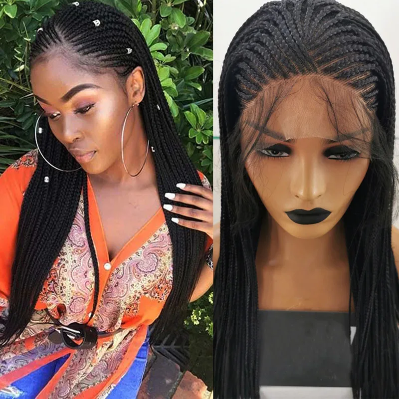 

Braided Box Braids Wigs High Temperature Fiber Hair Synthetic Lace Front Wig For Women Lace Wigs With Baby Hair