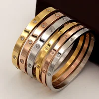 

Korean Style full diamond couples bracelet fashion accessories colorful titanium steel men women style bracelet