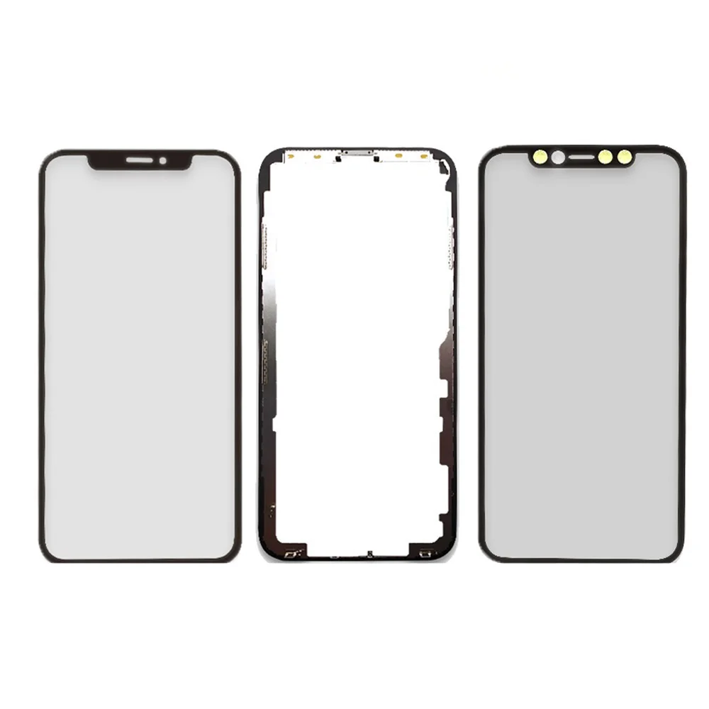 

Replacement Front Outer Screen Glass Lens Cover LCD With Frame for iPhone X Xs Max 11 12 Pro Max Phone Spare Parts, Black