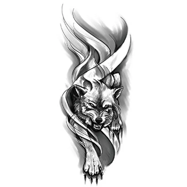 

Newest artificial wolf arm tattoo popular animal strong tattoo sticker, Cmyk