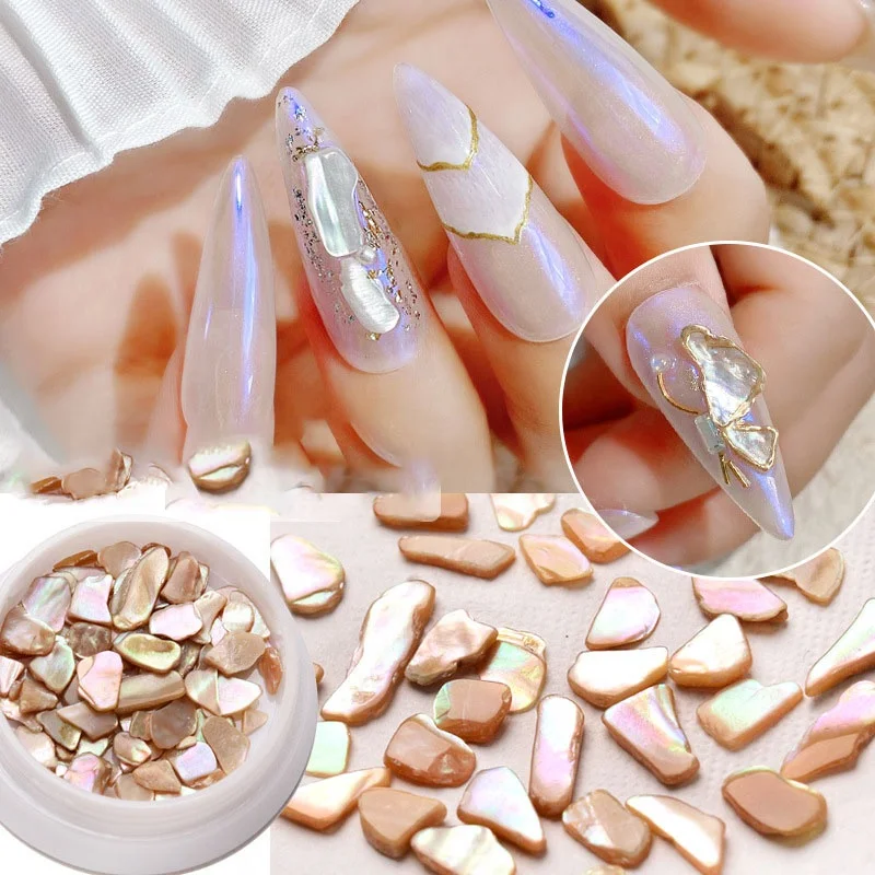 

Paso Sico 3D Abalone Shell Irregular Nail Art Decorations UV Gel Flake Slider Nails Shimmer nail jewelry decoration