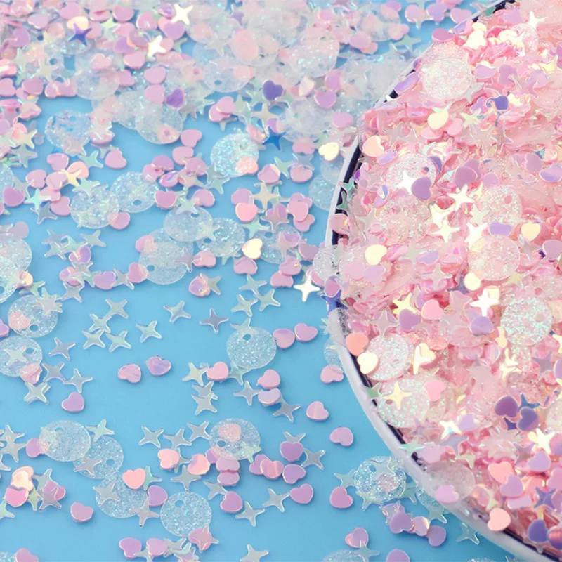 500g/bag DIY Craft Holographic Star Heart Glitter Round Sheet Sequin Flakes for Slime