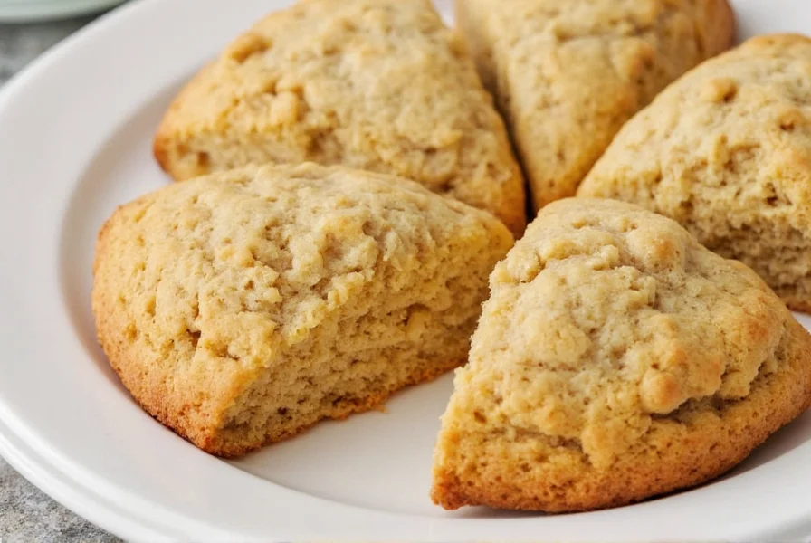 Perfectly baked golden brown ginger scones with visible flaky layers