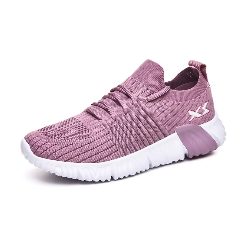 

ODM ladies breathable knitted sports casual sports shoes running shoes, Black red