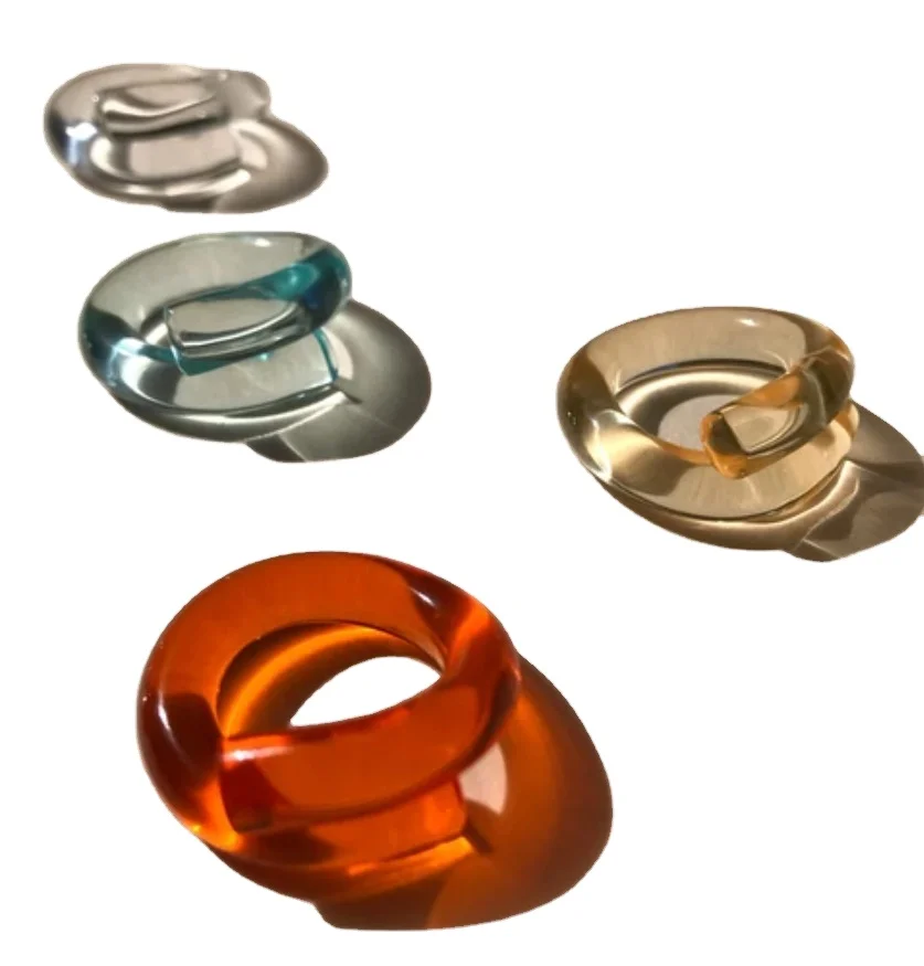 

The Special Design Transplant Colorful Acrylic Statement Ring Fashion Adjustable Clear Resin Ring For Women Girls