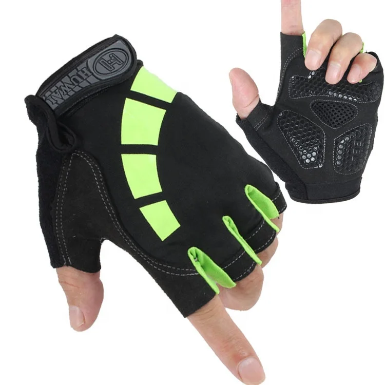 

Half finger mountain biking breathable riders equipped with anti-skid shock absorption cycling gloves, Green,red,blue,grey