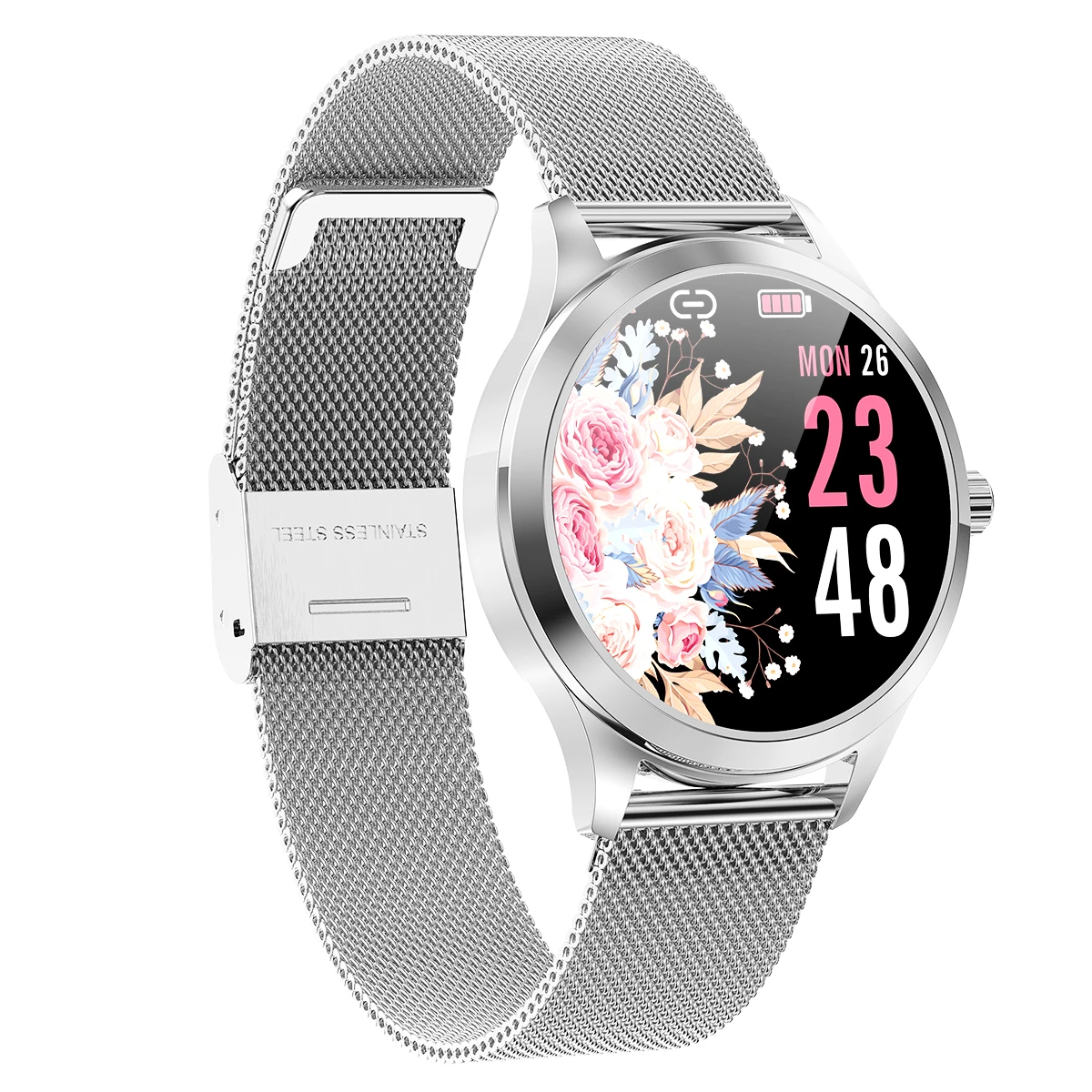 
OEM/ODM Manufacturer LW07 stainless steel bracelet lady smart watch heart rate monitor with Android ios 
