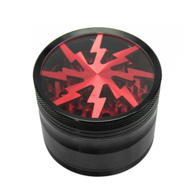 

Tobacco Smoking Herb Grinders Four Layers Alloy Metal dia 63mm have 5 colors With Clear Top Window Light