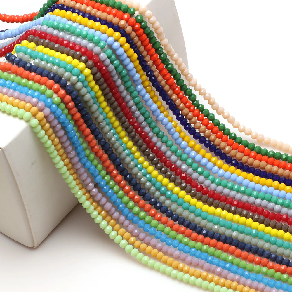 

Flat Rondelle Glass Beads For Jewelry Making 6mm Faceted Round Crystal Beads For Pendant Necklace DIY Accessories 5strands/batch