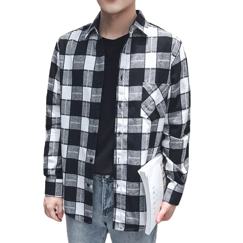 

100% cotton check winter flannel shirt mens casual flannel plaid shirt for men