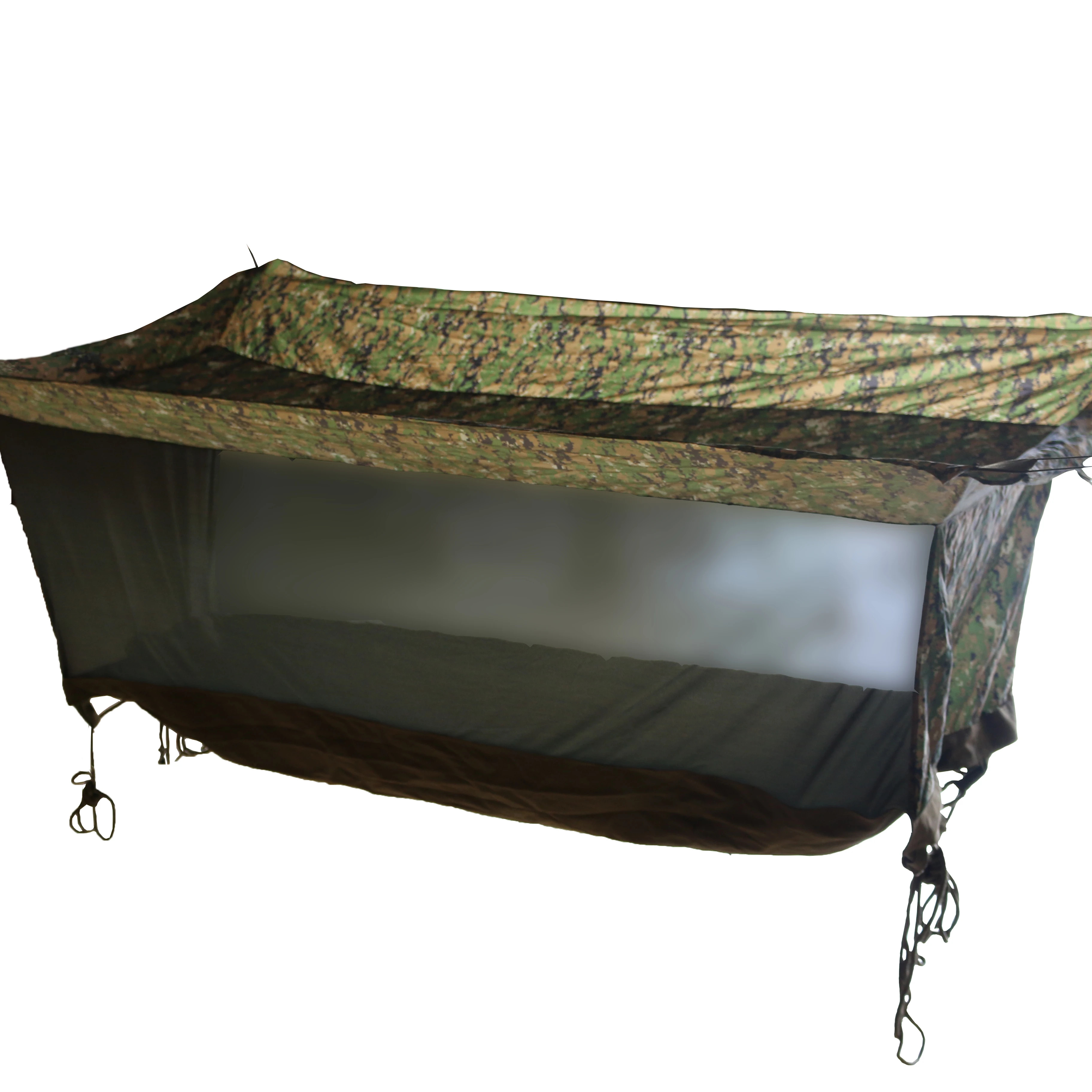 

Tactical Camo elevated shelter hammock Army Military Tafetta Nylon Material Living Shelter backpack bag military, As your request