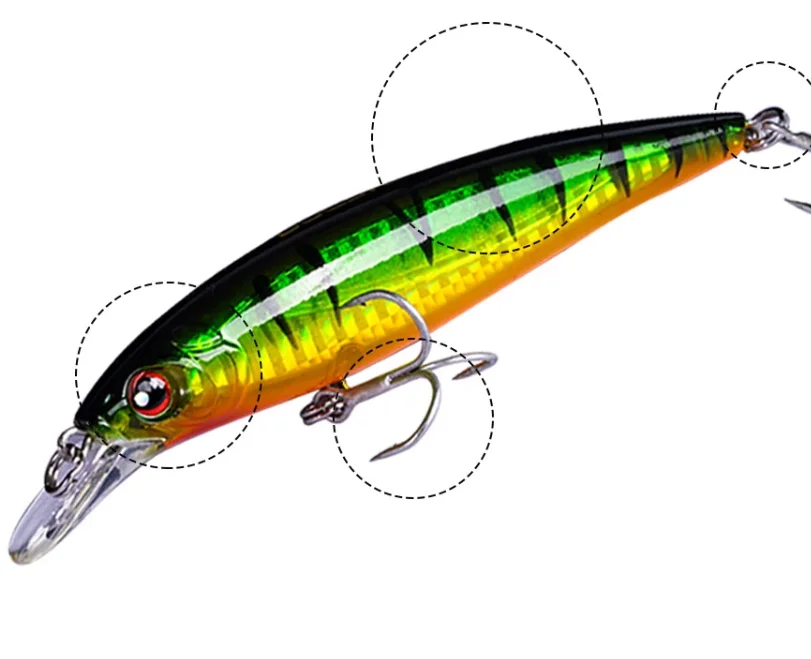 

Toplure 6# Hooks Artificial sinking vibrating Hard Minnow Fishing, 8 colors