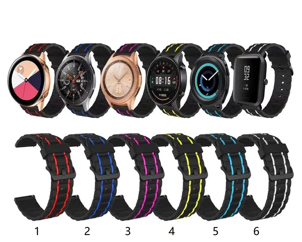 

Hot sale colorful watch band for amazfit bip 22mm strap silicone watch belt for samsung galaxy watch bands 20mm