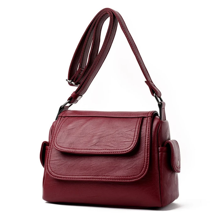 

2021 Fashion good quality middle aged soft pu leather women shoulder purses and handbags crossbody sling bag, Black,red,white