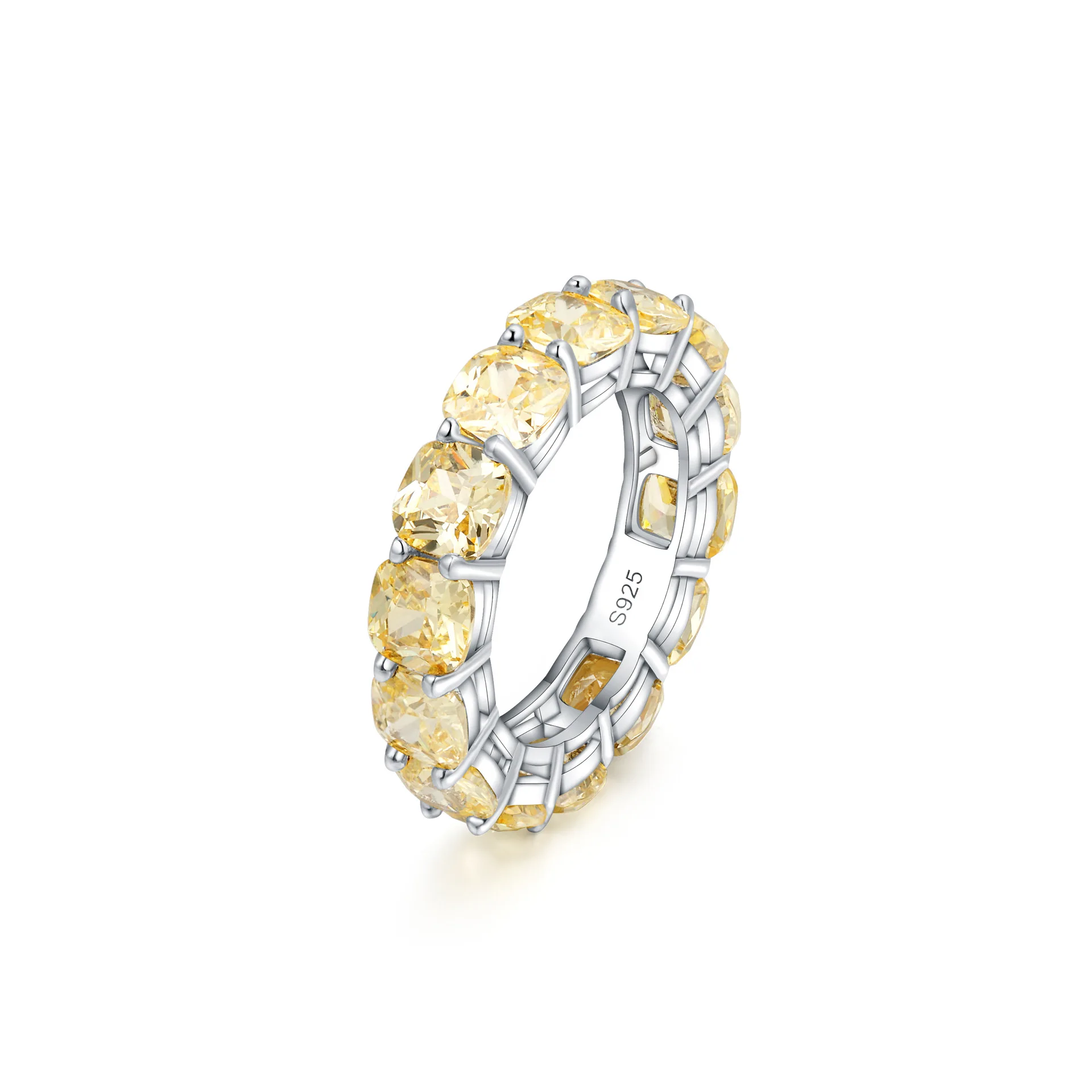 

Moissanite citrine 925 Sterling Silver Wedding Band Ring