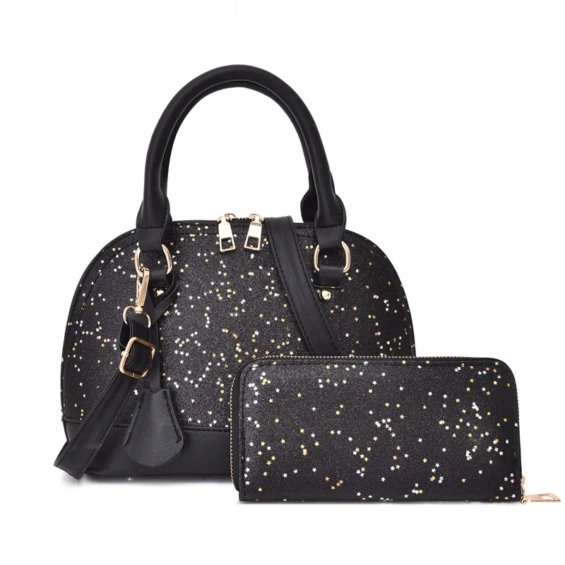

Fashion Women's PU Leather 3pcs Set Tote Handbag set Shoulder Bag, Black/silver white/pink /customized
