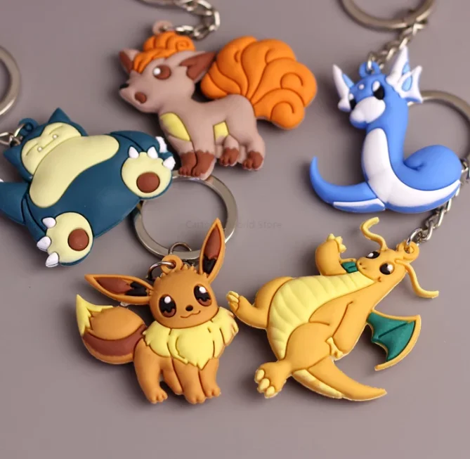 

Pokemon snorlax dragonite Keychain eevee Action Figures toy charms Anime 3D Model Dolls kids Gift free shipping, Colorful