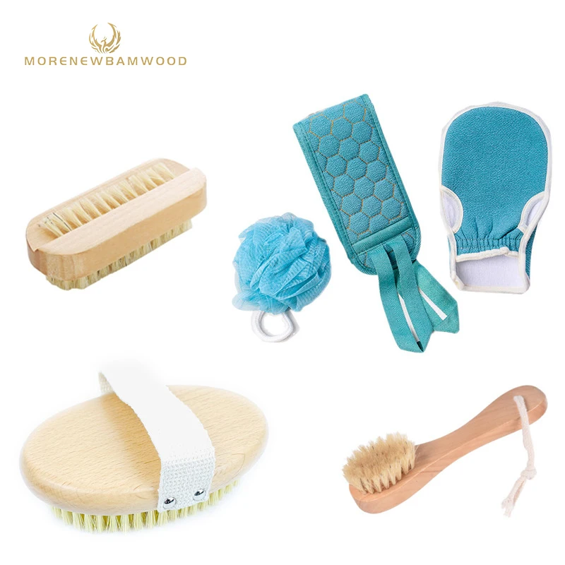 

Amazon hot sales wooden bathroom cleaning brush set, face hand back cleaning set