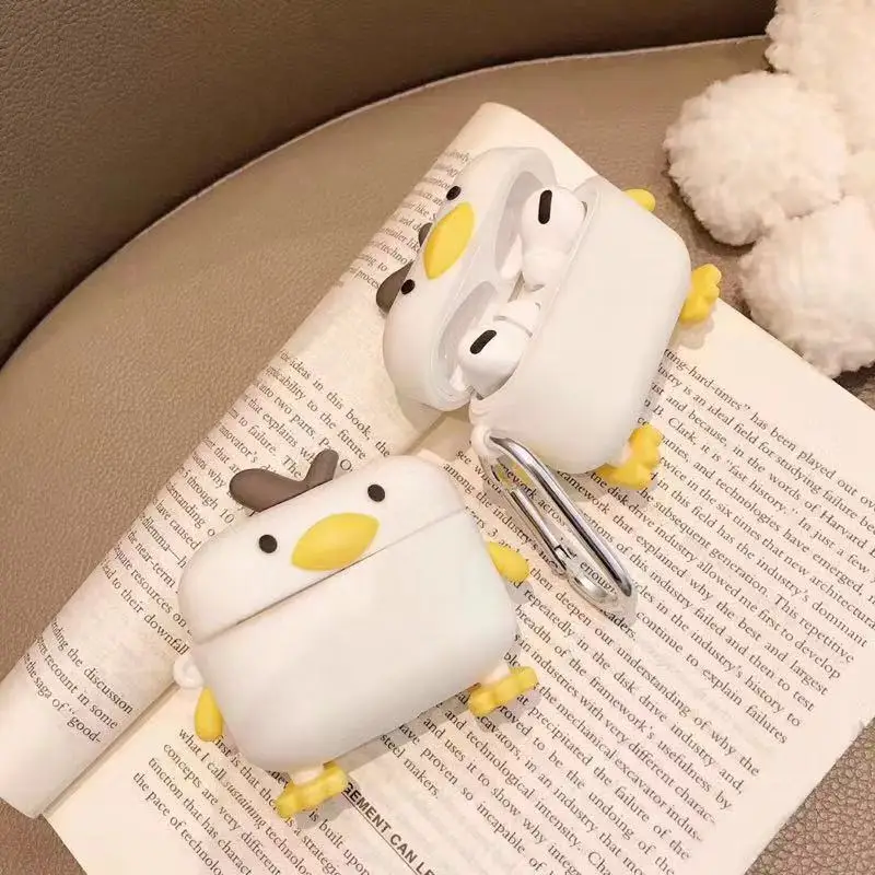

For Airpods Pro 1 2 Cute Cartoon 3D Duck Lovely Smart Headset Case Wireless Earphone Cover, White