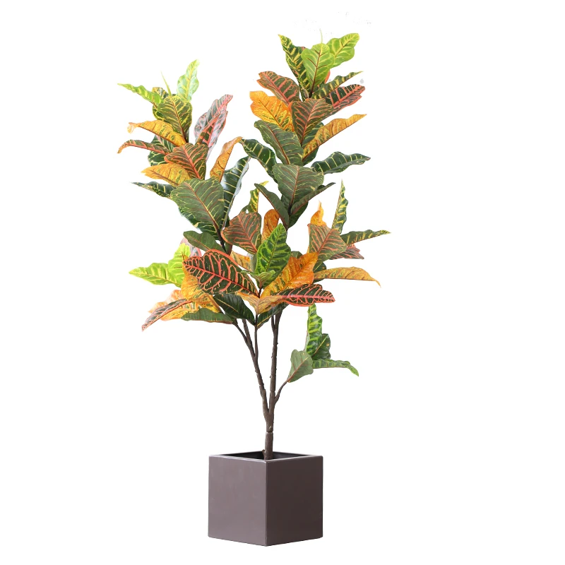 

High quality leaves wholesale Artificial Croton Codiaeum variegatum Plant tree, Customized