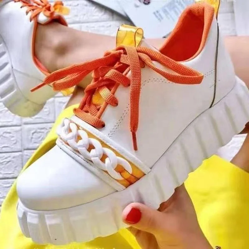 

Lace up Women Flats Canvas Shoes Anti-Slip Breathable Round Toe Walking Style Shoes Sports Tennis Shoes Color Matching Big Size, Black,white green blue orange