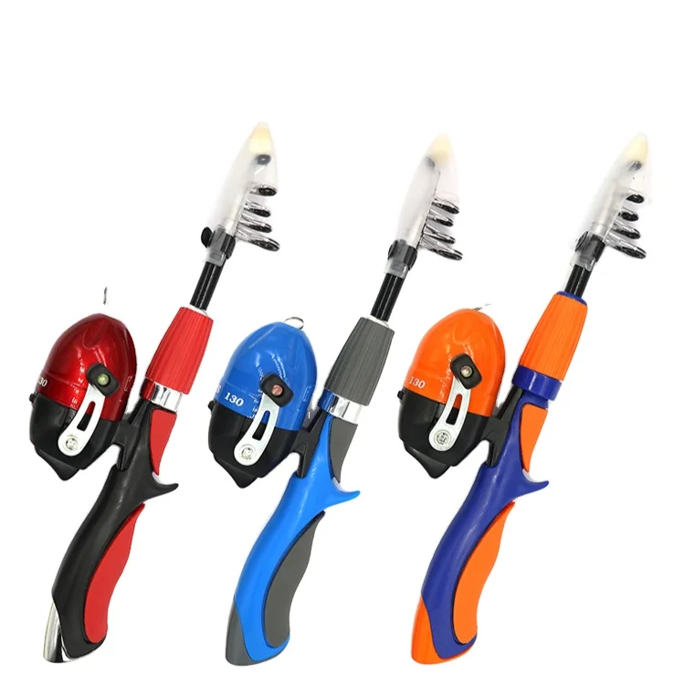 

Short section pocket leisure mini gun handle fishing lure rod set,portable shrimp rod for children, Black gold