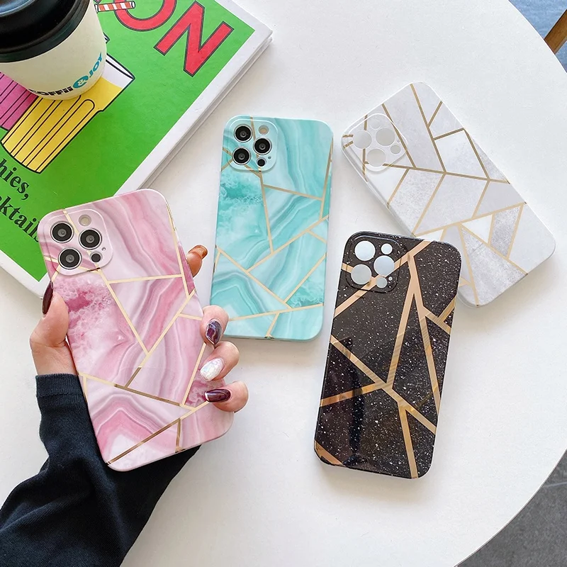 

IMD Marble Cell Phone Case for iPhone Xs Max/Xs/Xr/X Soft TPU Mobile Phone Back Cover for iPhone 12, Multi colors
