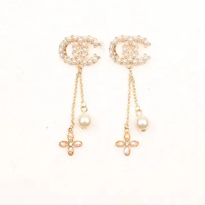

Tixu new 2021 designer earrings popular brands pearl and diamond medium long earrings luxury earrings, Rose gold