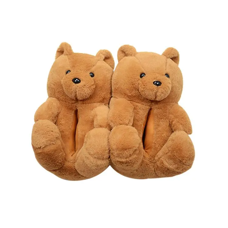 

Teddy bear slippers 2021 new arrivals fuzzy teddy Wholesale Plush Slippers House Teddy Bear Slippers for kids toddle, Picture