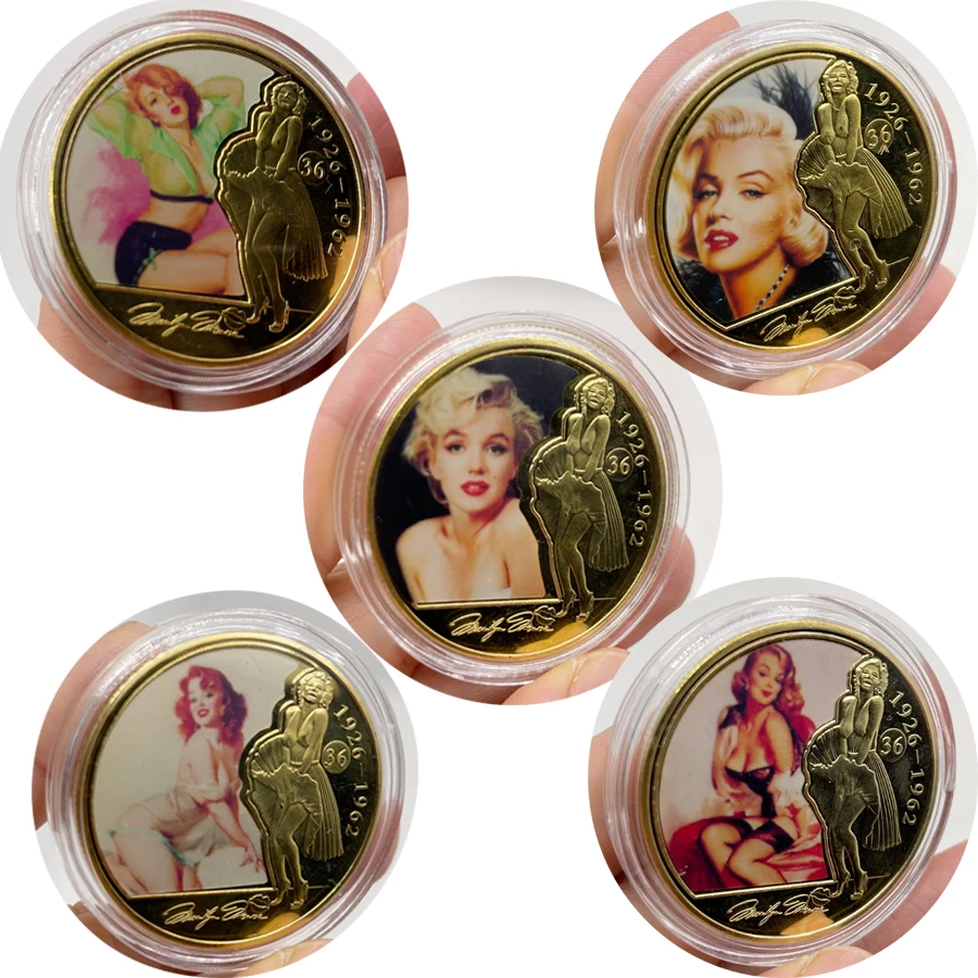 

Super star Marilyn Monroe Gold Collectible Coins Pretty lady Challenge Coin commemorative Beautiful woman Antique Coins Gifts